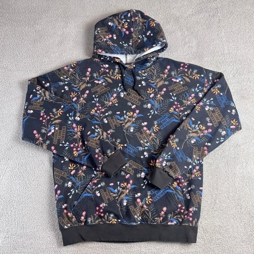 As*holes*s Live Forever Hoodie Men Large All Over Print Text Sweatshirt Pocket